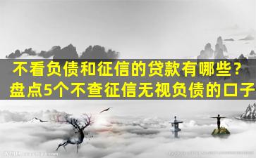 不看负债和征信的融资(负债融资征信看什么)? (https://www.962900.com/) 知识问答 第1张